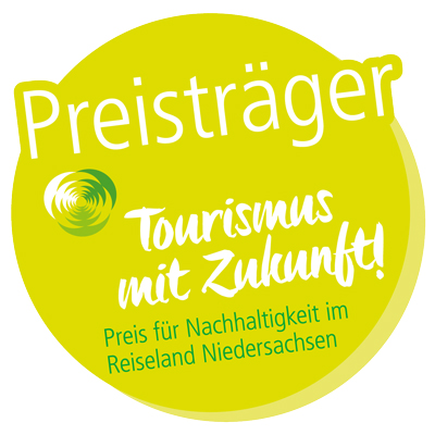 Logo: Ausgezeichnet mit dem Preis für Nachhaltigkeit im Reiseland Niedersachsen